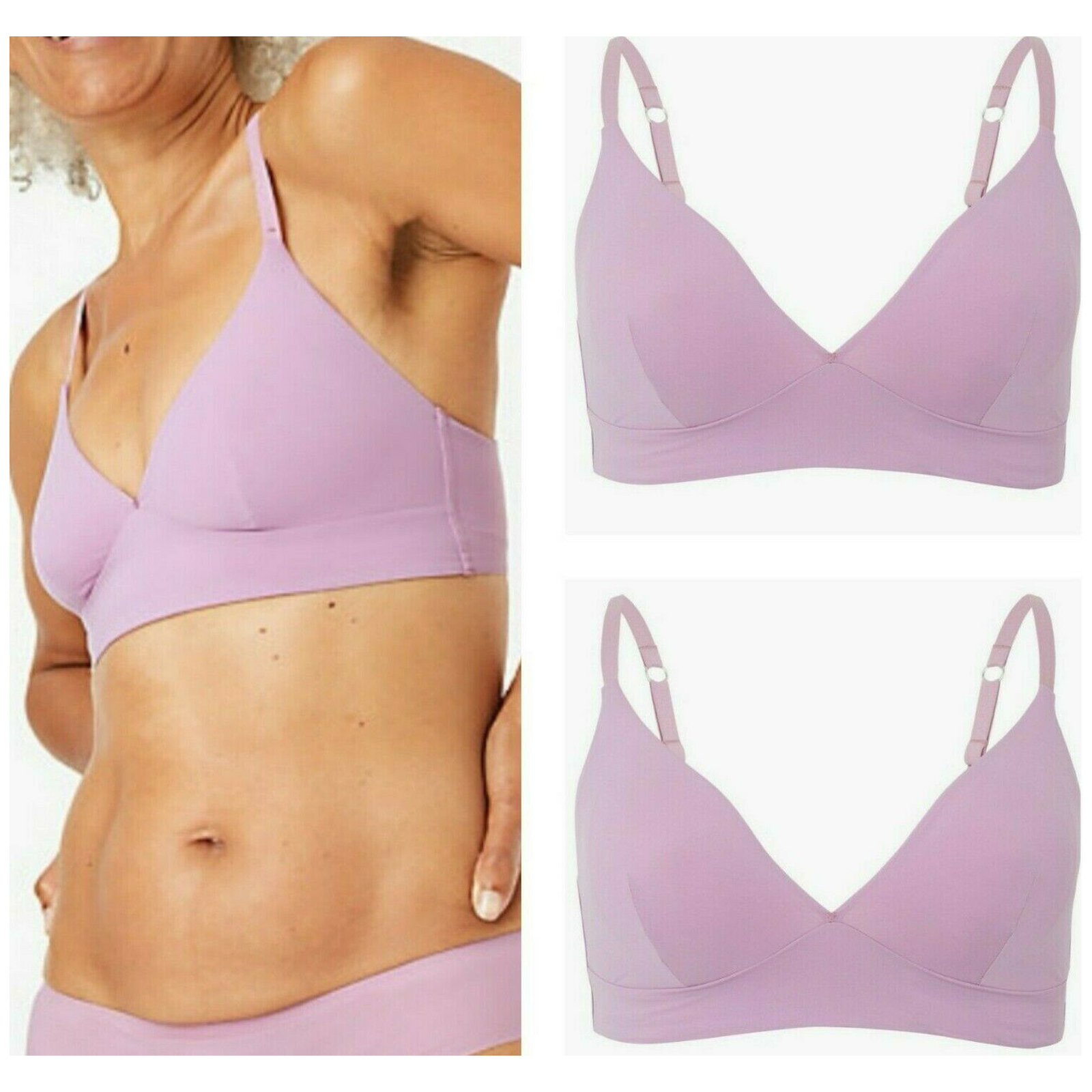 New Bralette Non Wired Soft Bra M S Body Smoothing Plunge Bra UK Size 32-38  A-E